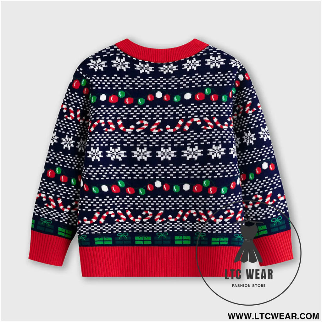 Children’s cartoon christmas dinosaur pullover sweater