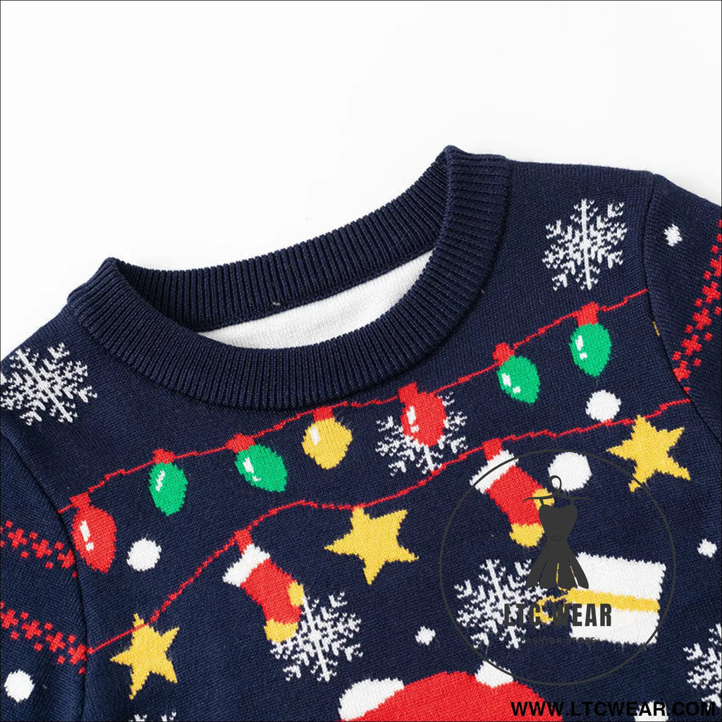 Children’s cartoon santa claus sweater baby base pullover knit sweater