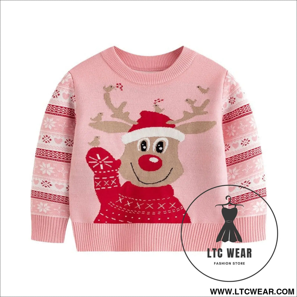 Children’s christmas cartoon reindeer knit sweater