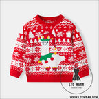 Children’s christmas cartoon sweater baby base pullover knit sweater - red / 3y(90cm）