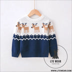 Children’s christmas deer sweater baby undercover knitted sweater - navy blue / 2y(90cm)