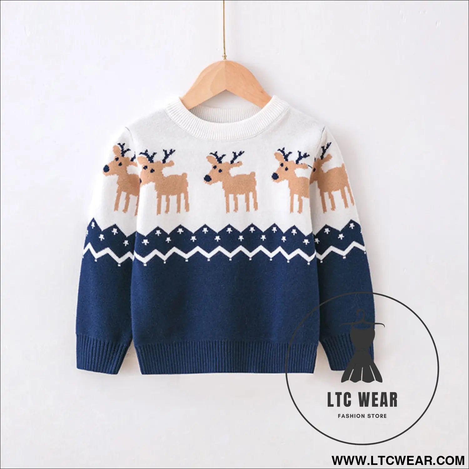 Children’s christmas deer sweater baby undercover knitted sweater - navy blue / 2y(90cm)