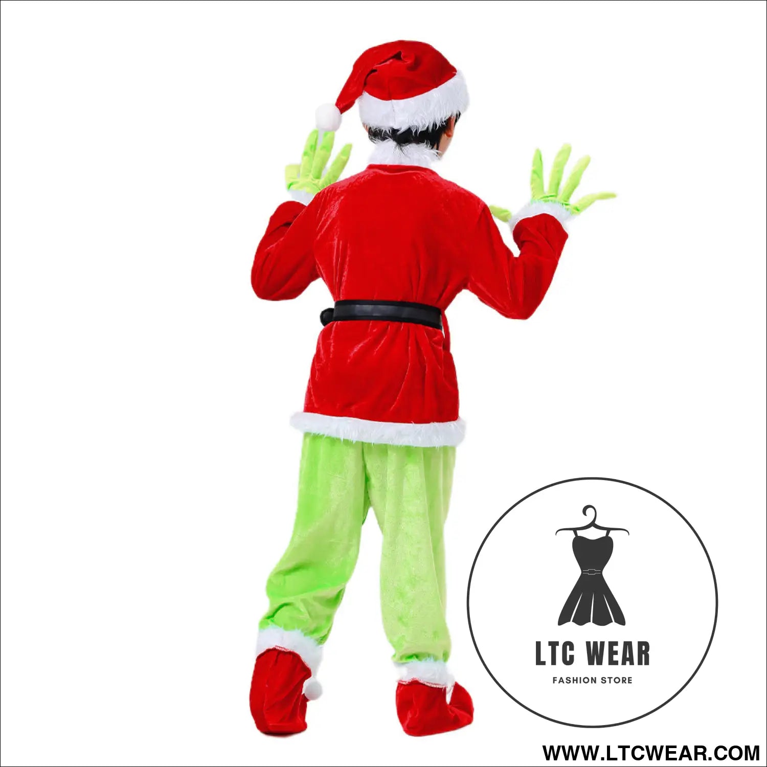 Children’s christmas genie green haired monster christmas party character dress up costume