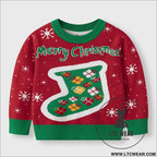 Children’s christmas socks red sweater baby undercover knitted sweater - red / 3y(90cm）