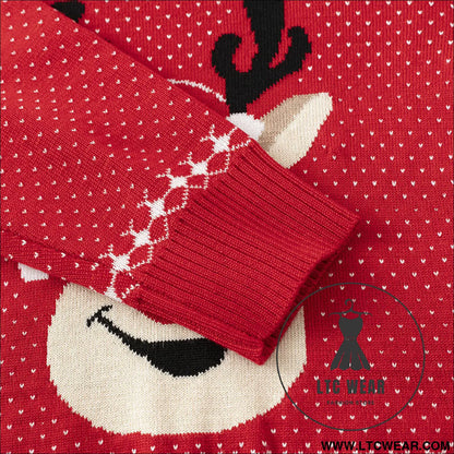 Children’s christmas sweater cartoon deer base pullover knit sweater