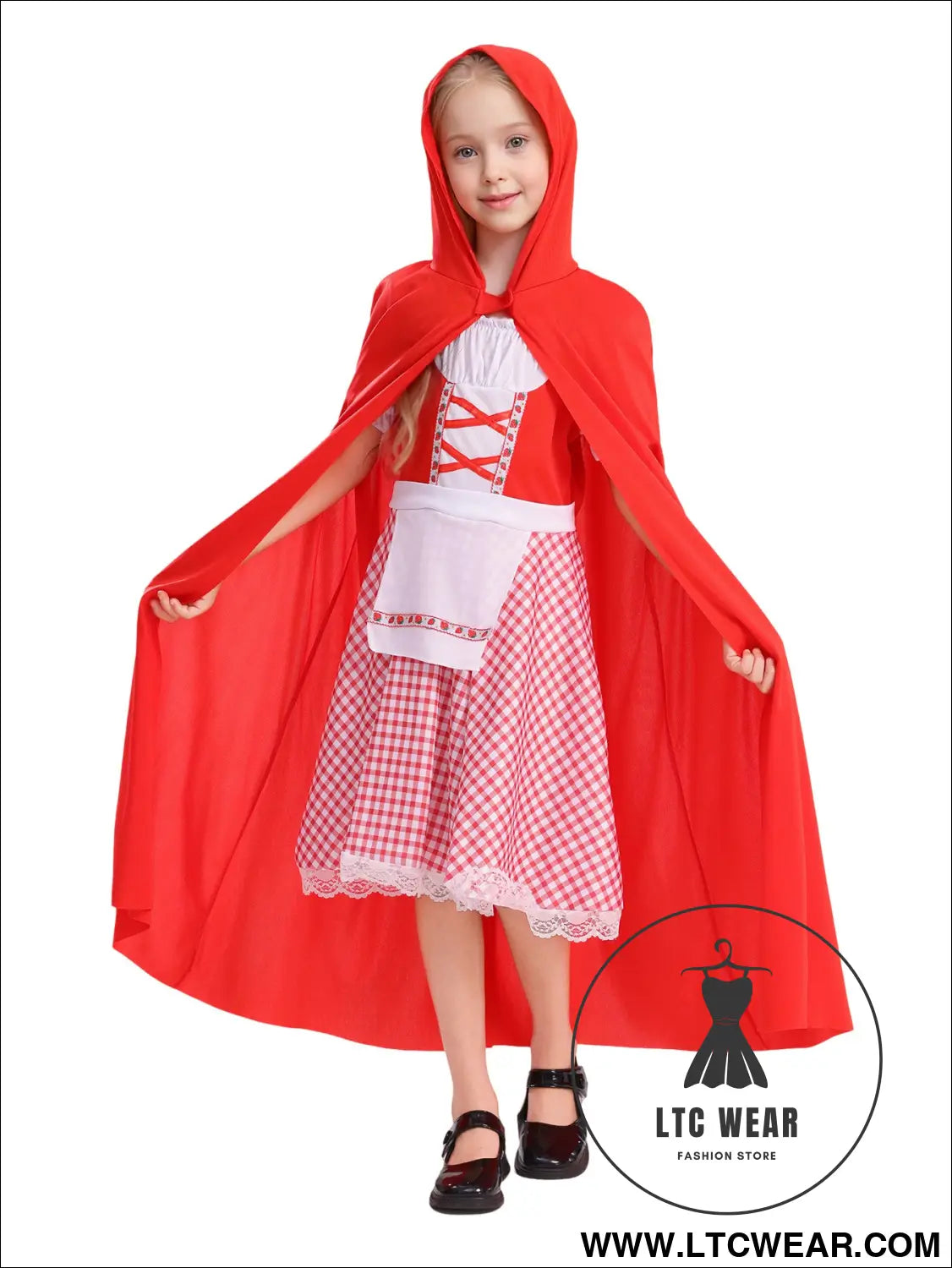 Children’s classic children’s wear halloween party cute little red riding hood set - red hood / 110cm