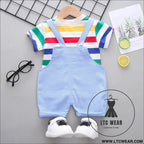 Children’s clothing boys striped short sleeve printed straps two-piece fashion cute boy summer thin section