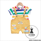Children’s clothing boys striped short sleeve printed straps two-piece fashion cute boy summer thin section