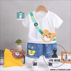 Children’s clothing children’s short sleeved shorts set stylish baby summer clothing children’s shoulder bag t-shirt