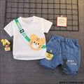Children’s clothing children’s short sleeved shorts set stylish baby summer clothing children’s shoulder bag t-shirt