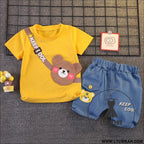 Children’s clothing children’s short sleeved shorts set stylish baby summer clothing children’s shoulder bag t-shirt