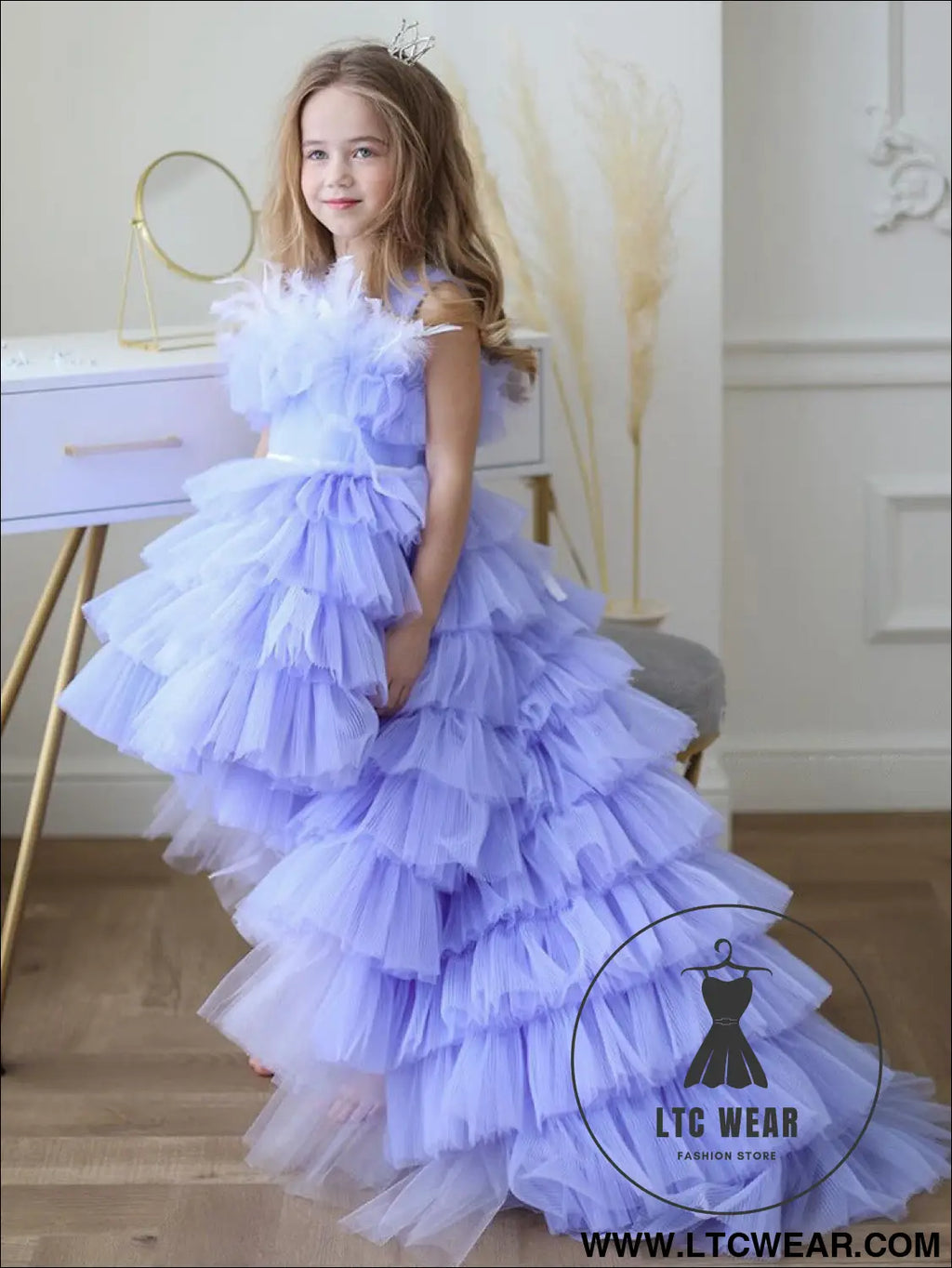 Children’s fluffy skirt sweet camisole princess skirt - lavender purple / 110cm