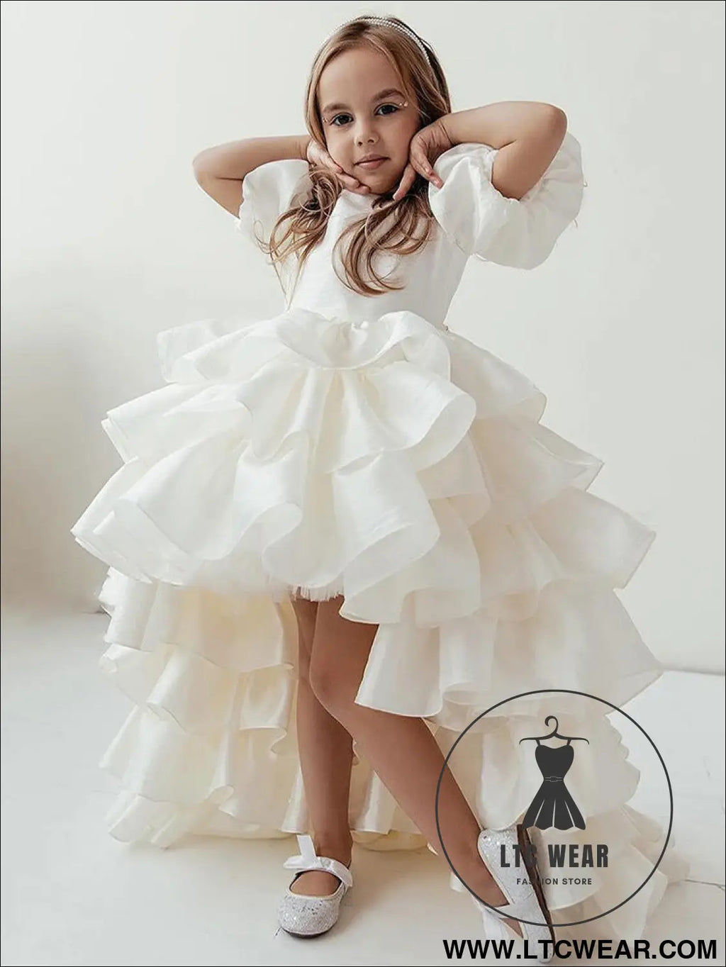 Children’s fluffy skirt sweet camisole princess skirt - white bubble sleeve / 110cm