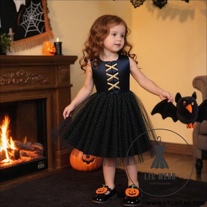 Children’s formal dress halloween girls festival costume cosplay party performance tulle dress