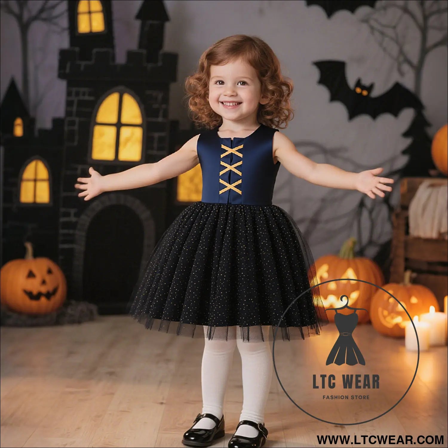 Children’s formal dress halloween girls festival costume cosplay party performance tulle dress