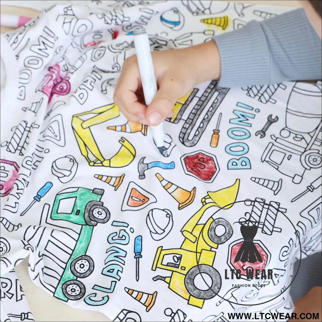 Children’s graffiti pajamas diy hand-painted colorable set for home decor coloring pajama sets