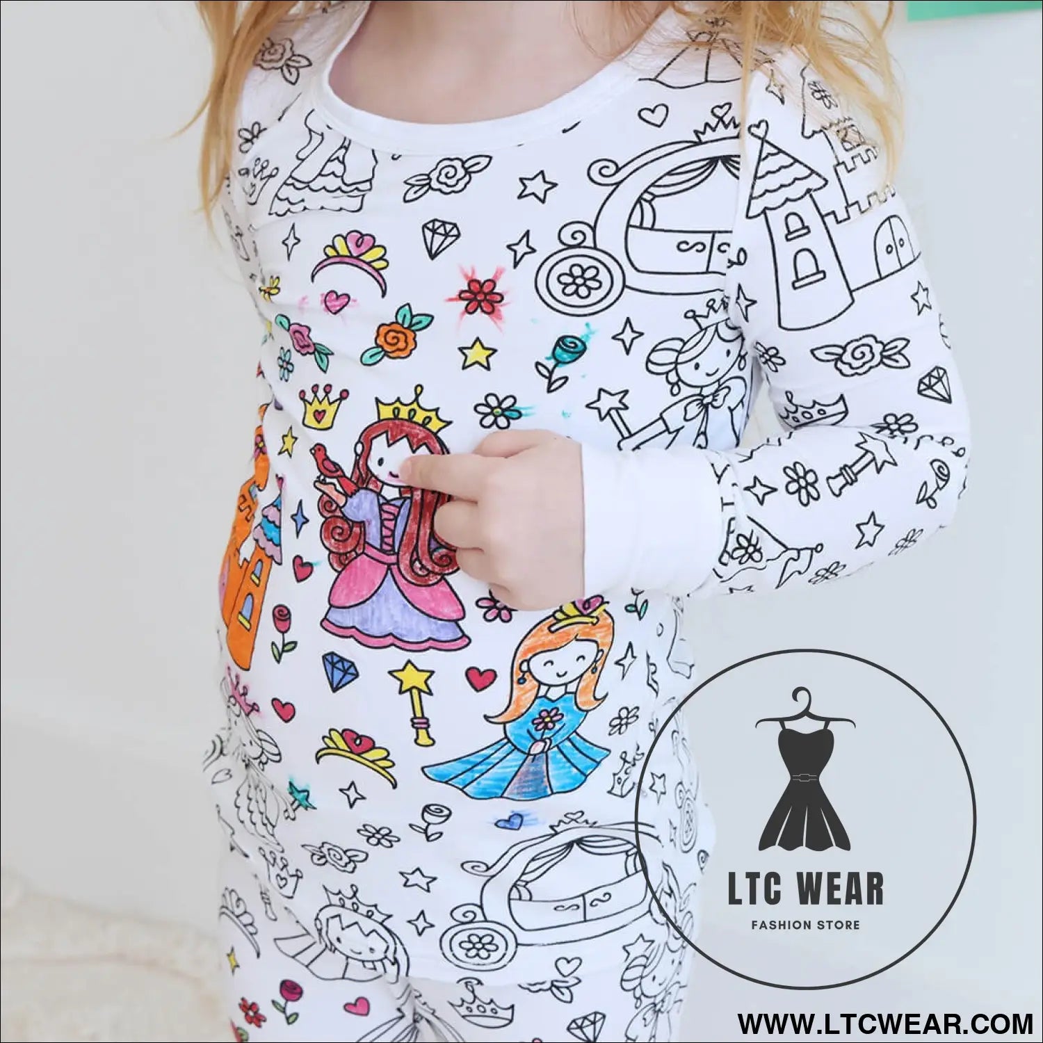Children’s graffiti pajamas diy hand-painted colorable set for home decor coloring pajama sets