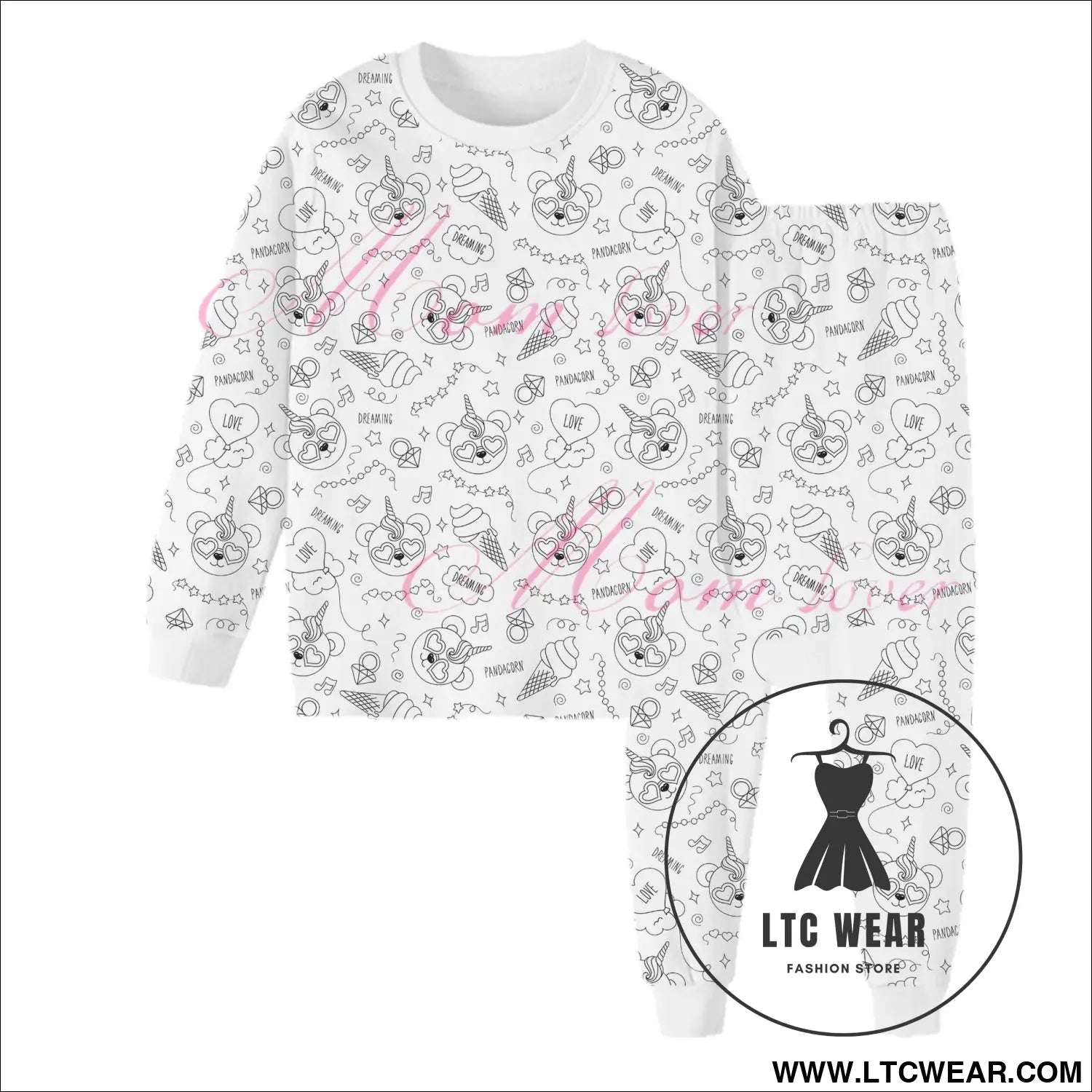 Children’s graffiti pajamas diy hand-painted colorable set for home decor coloring pajama sets - ice cream / 3t