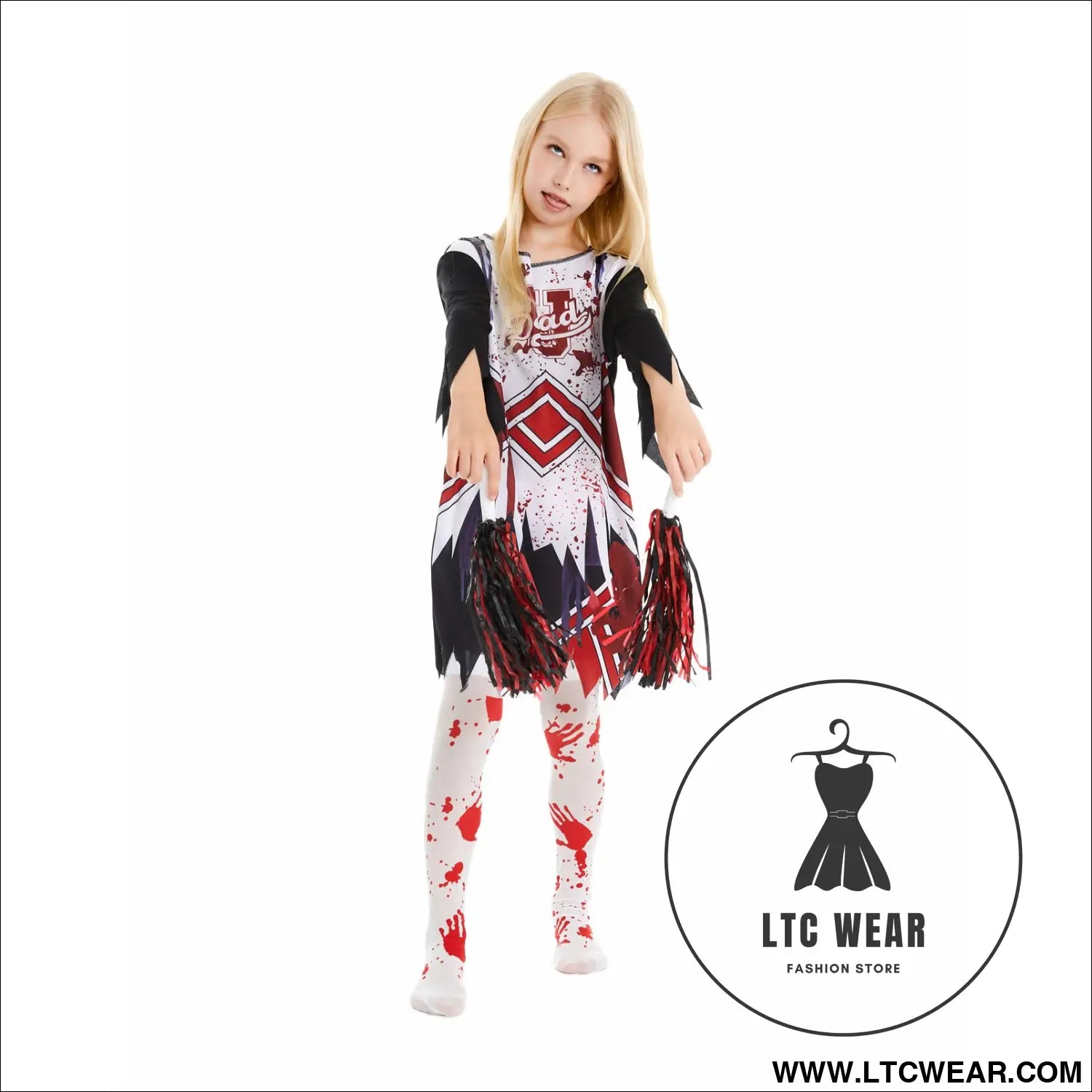 Children’s halloween carnival cosplay zombie costume girl horror cheerleader cos party dress