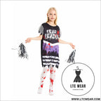 Children’s halloween carnival cosplay zombie costume girl horror cheerleader cos party dress - gray purple girls’
