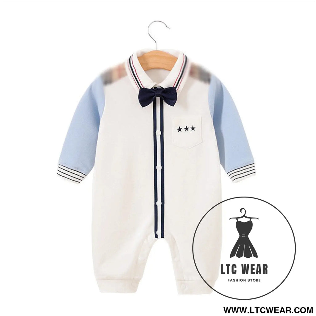 Children’s jumpsuit baby romper long sleeved newborn hundred day gentlemanly suit ins style children’s clothing