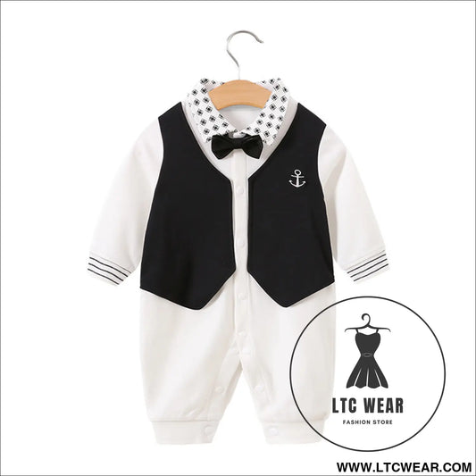 Children’s jumpsuit baby romper long sleeved newborn hundred day gentlemanly suit ins style children’s clothing