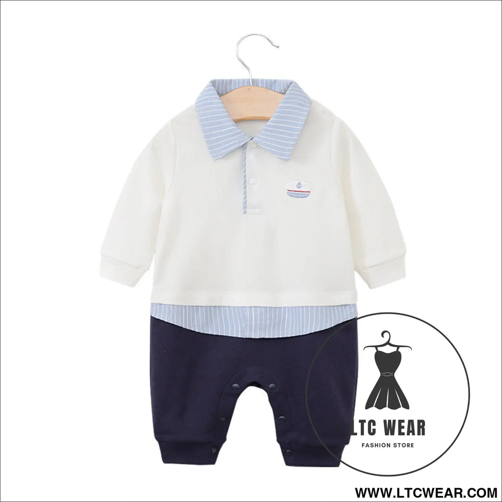 Children’s jumpsuit baby romper long sleeved newborn hundred day gentlemanly suit ins style children’s clothing