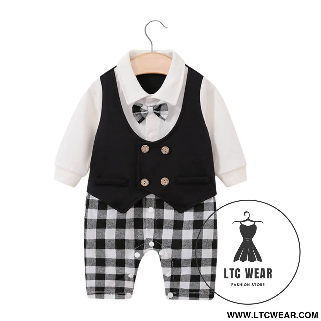 Childrens jumpsuit babys one year old romper long sleeved newborn hundred day gentlemanly suit childrens clothin - 2350
