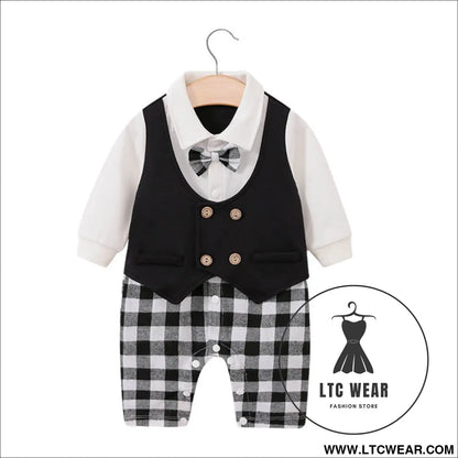 Childrens jumpsuit babys one year old romper long sleeved newborn hundred day gentlemanly suit childrens clothin - 2350