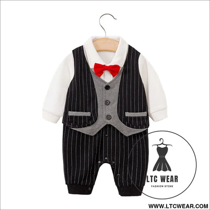 Childrens jumpsuit babys one year old romper long sleeved newborn hundred day gentlemanly suit childrens clothin