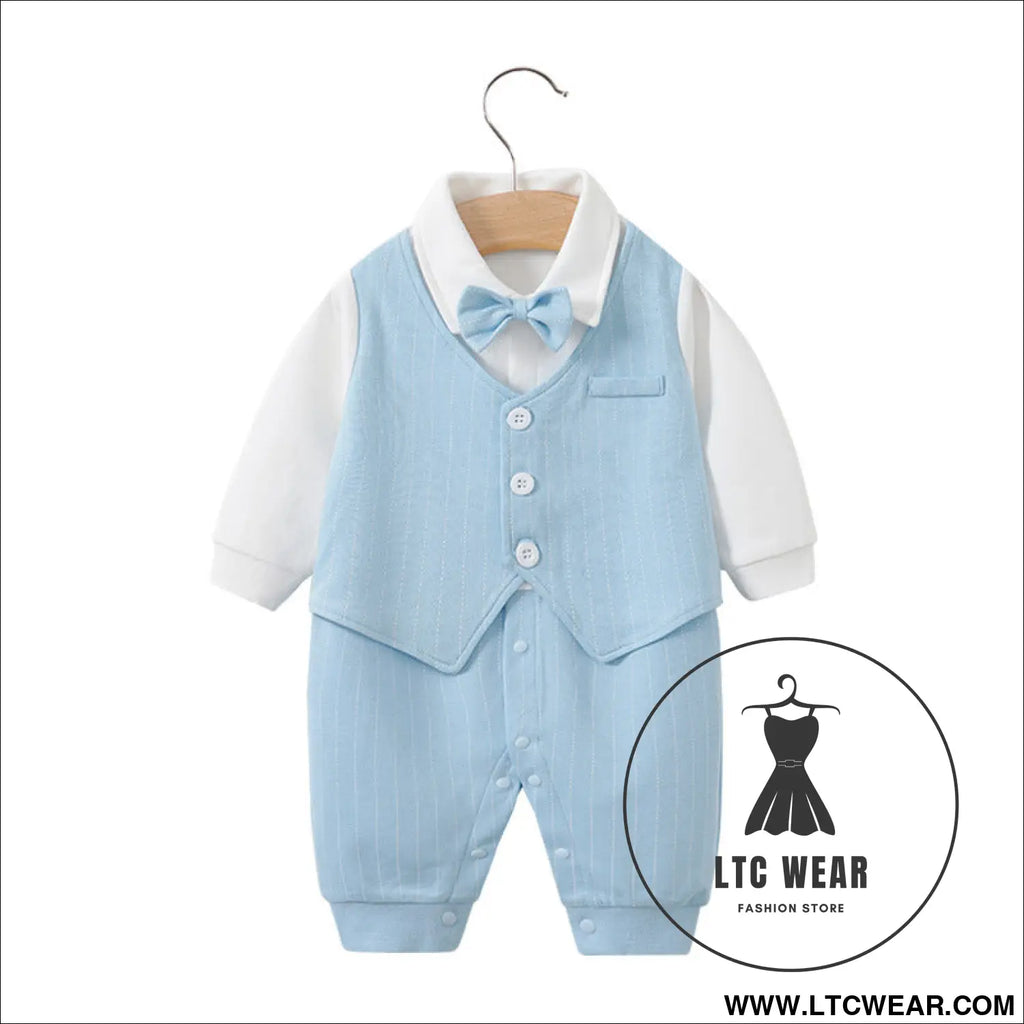 Childrens jumpsuit babys one year old romper long sleeved newborn hundred day gentlemanly suit childrens clothin
