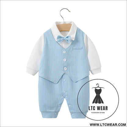 Childrens jumpsuit babys one year old romper long sleeved newborn hundred day gentlemanly suit childrens clothin