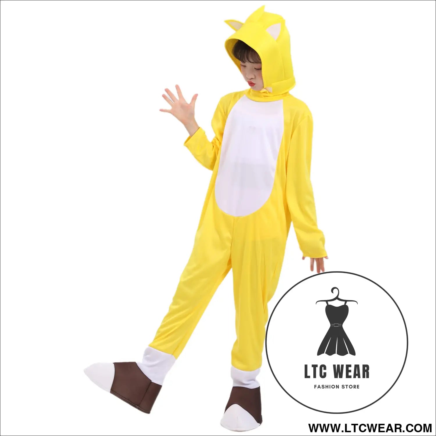 Children’s party performance costume cosplay yellow fox tals supersonic kid