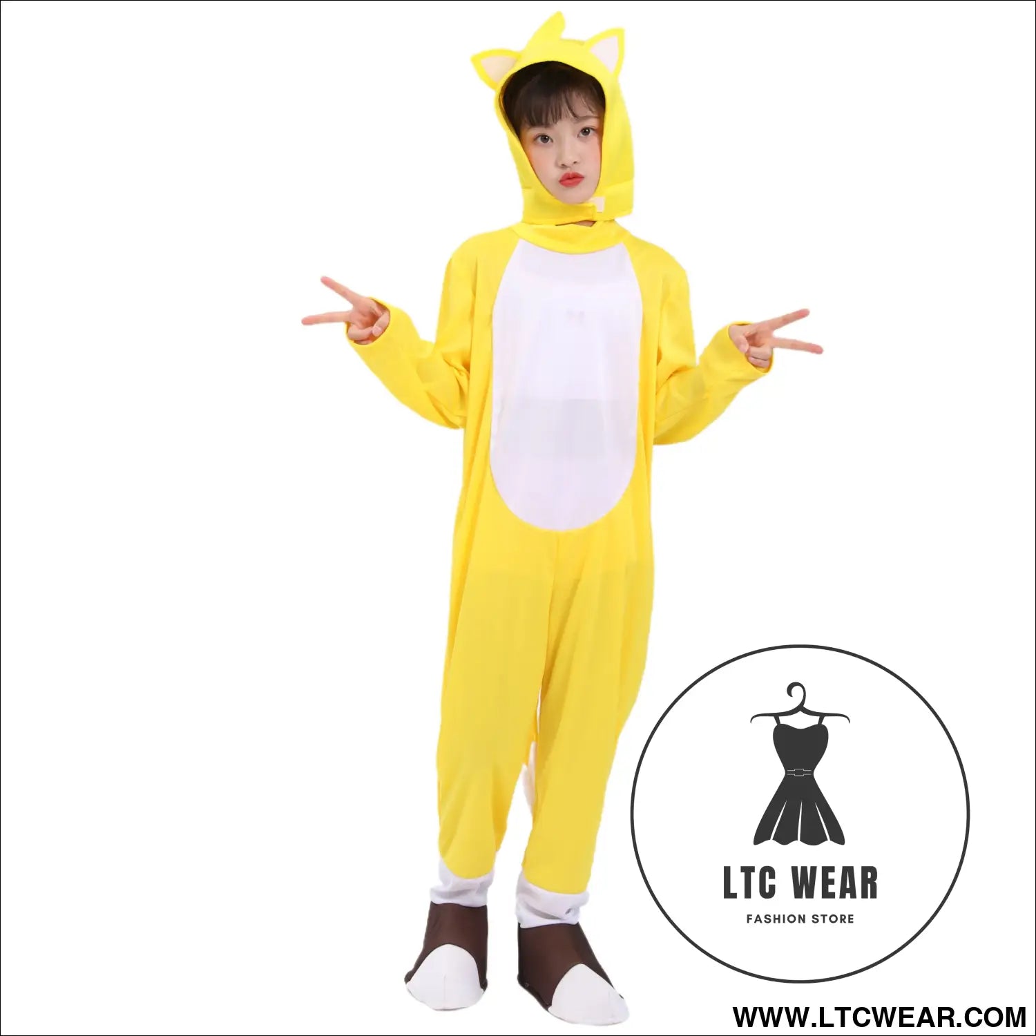 Children’s party performance costume cosplay yellow fox tals supersonic kid - yellow fox / s