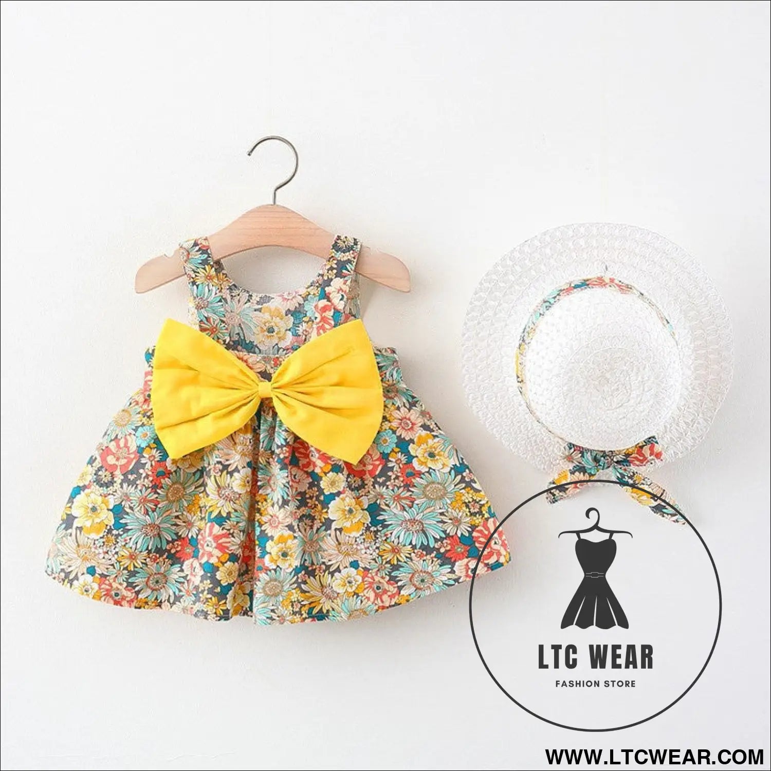 Children’s skirts chest bow dresses pastoral princess skirts send hats baby beach skirts