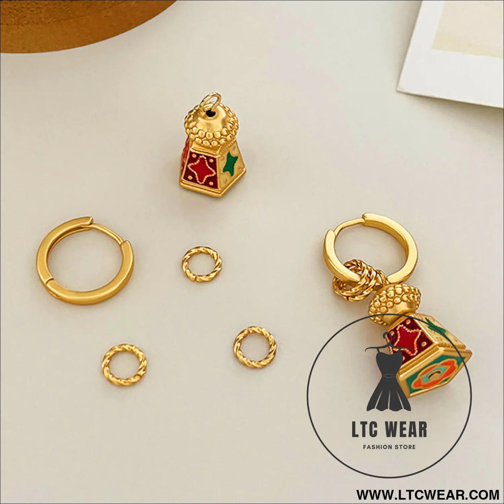 Chinese-style retro enamel oil-drip earrings for women unique design elegant and chic luxury high-end vintage jewelry