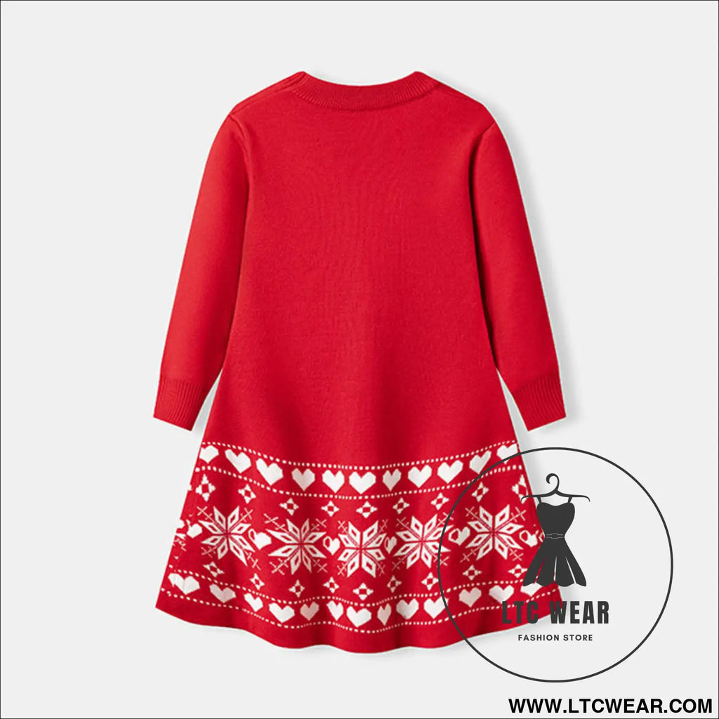 Christmas cartoon deer fur dress children’s pullover knitted dress