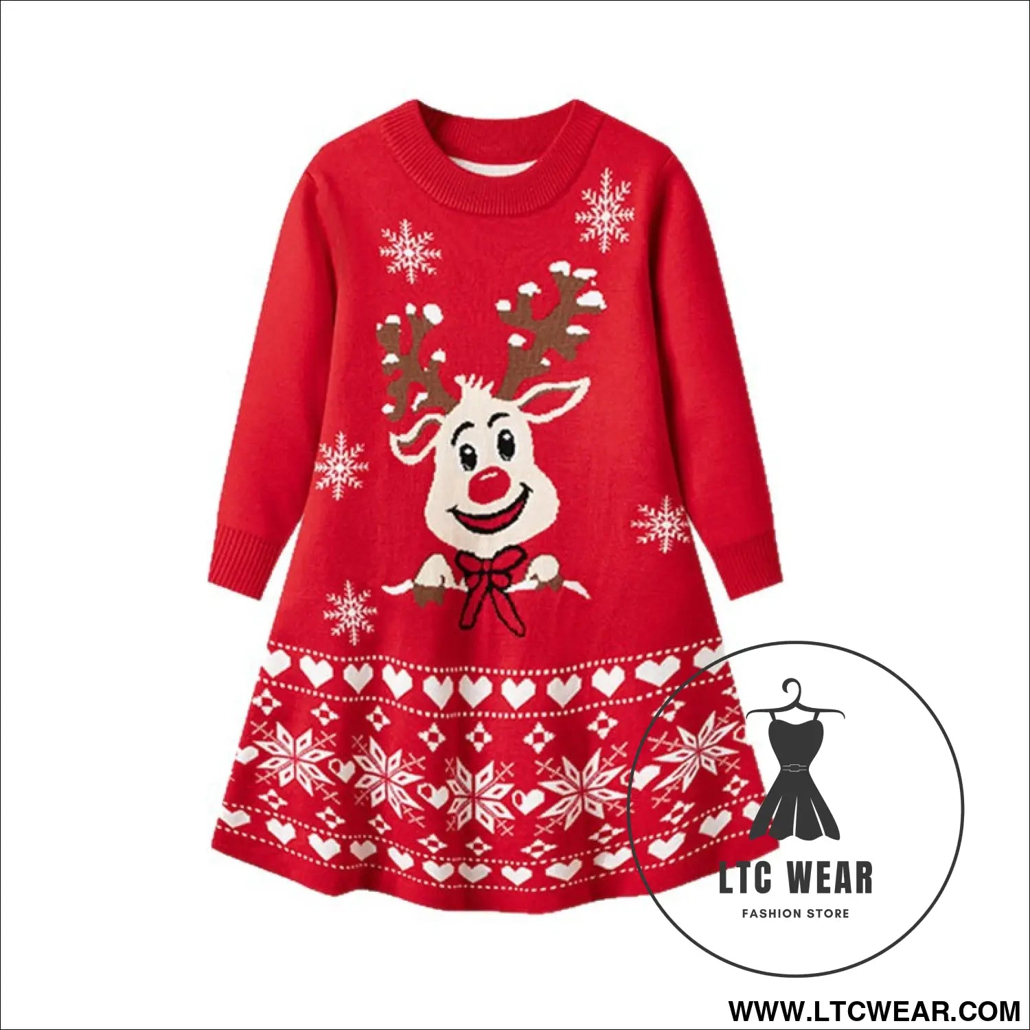 Christmas cartoon deer fur dress children’s pullover knitted dress
