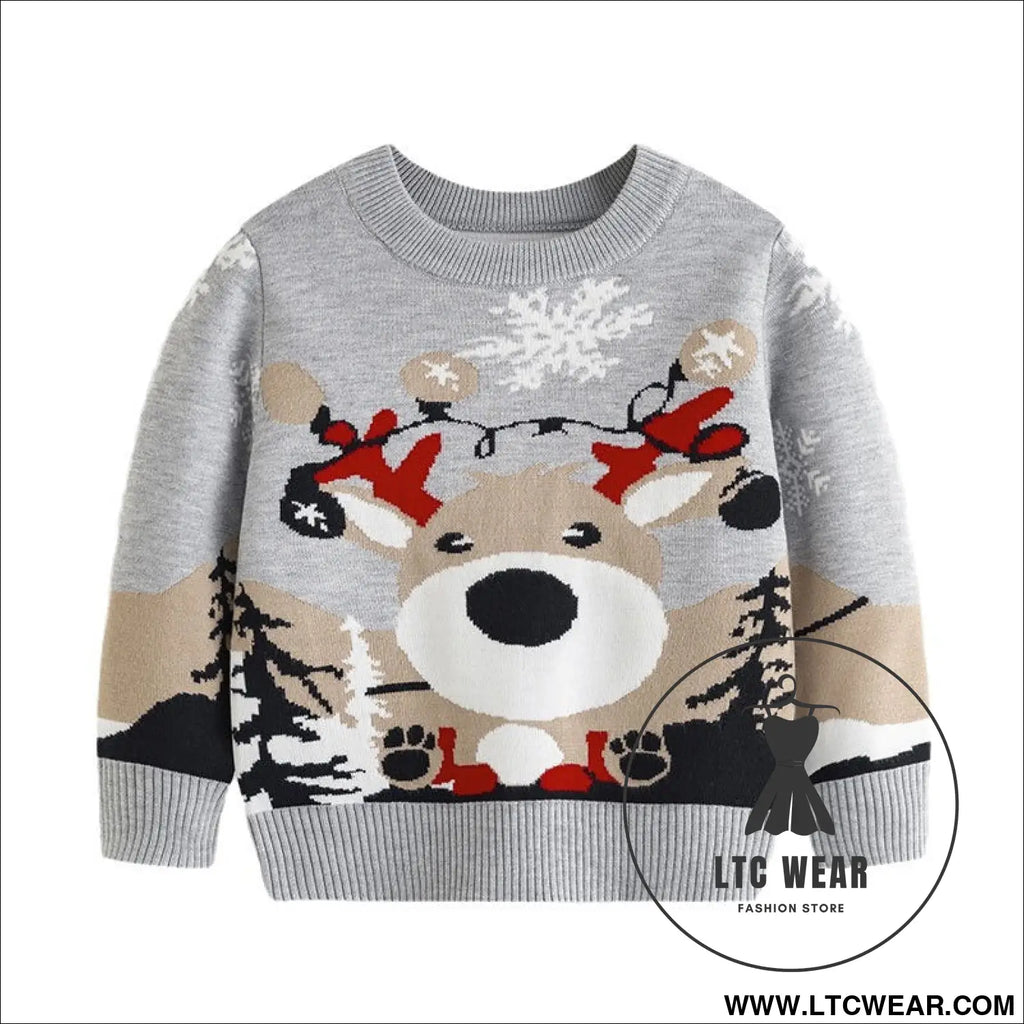 Christmas cartoon deer sweater baby base pullover knit sweater