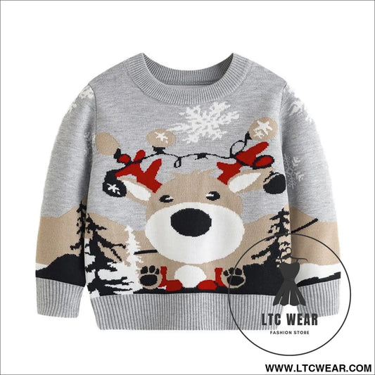 Christmas cartoon deer sweater baby base pullover knit sweater