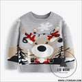 Christmas cartoon deer sweater baby base pullover knit sweater - gray / 3y(90cm）