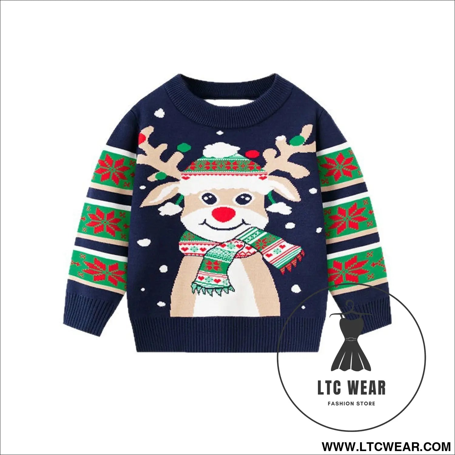 Christmas cartoon reindeer pullover baby base knitted sweater
