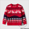 Christmas elk red sweater baby undercover knitted sweater - red / 3y(90cm）
