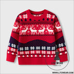 Christmas elk red sweater baby undercover knitted sweater - red / 3y(90cm）