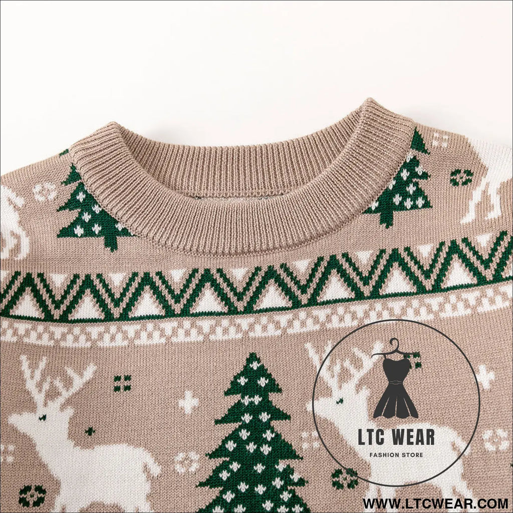 Christmas reindeer children’s pullover knitted sweater children’s clothing