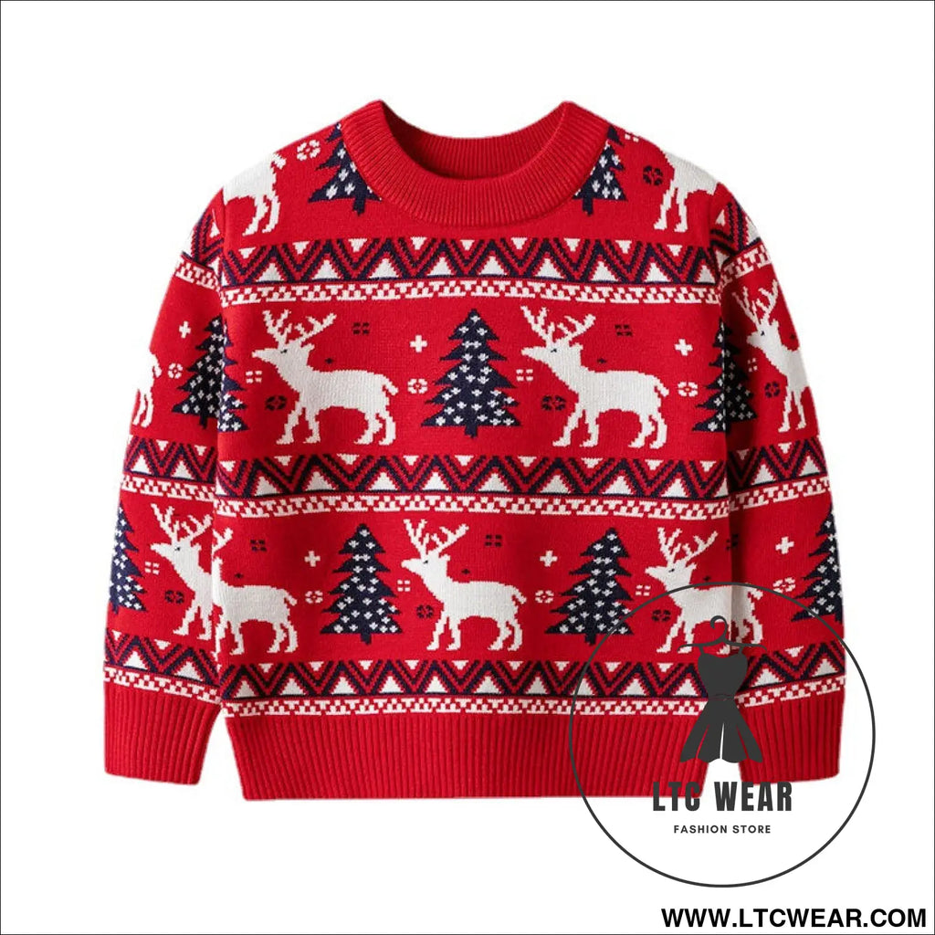 Christmas reindeer children’s pullover knitted sweater children’s clothing