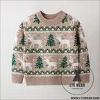 Christmas reindeer children’s pullover knitted sweater children’s clothing - apricot / 2y(90cm)