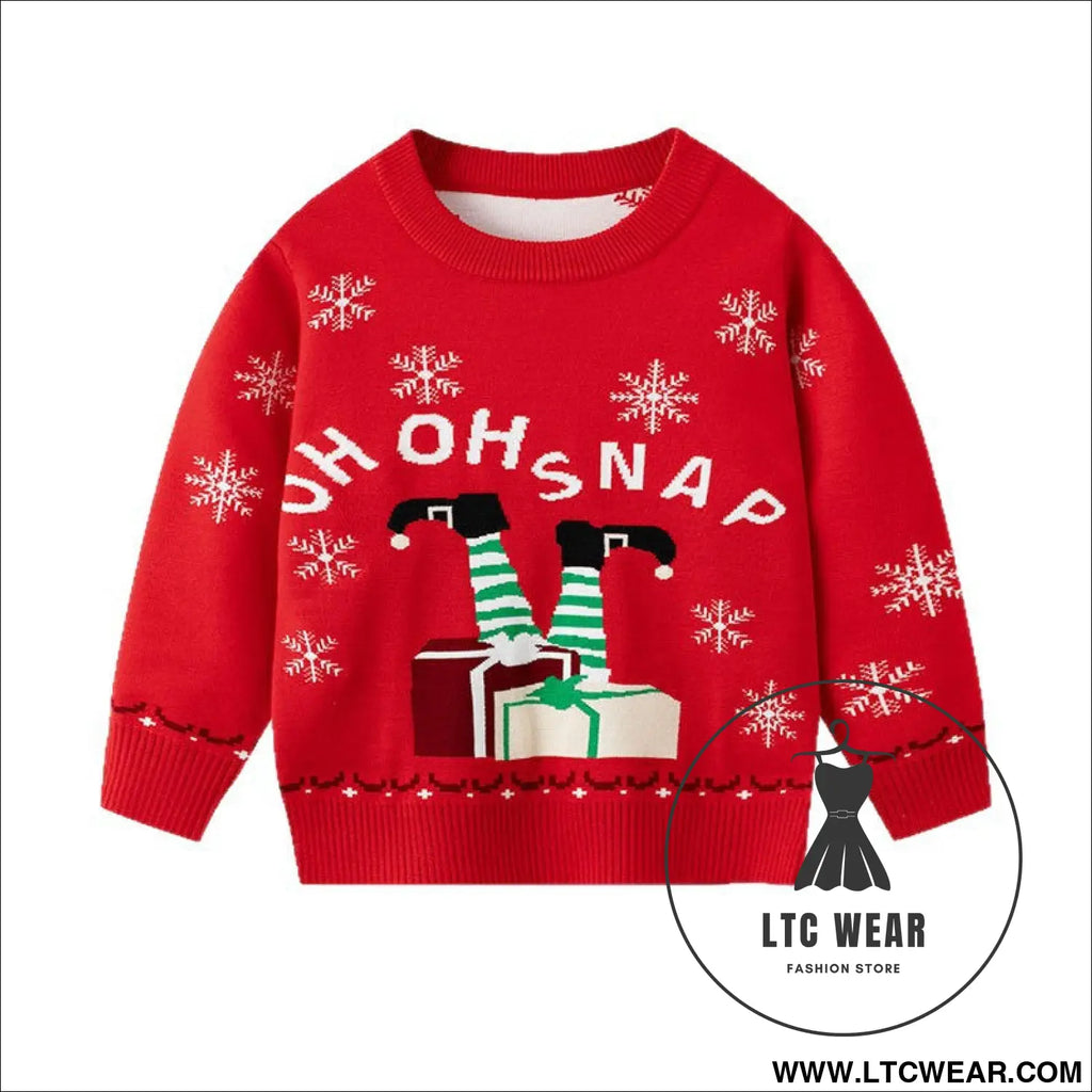 Christmas snowflake gift box baby cartoon base pullover sweater