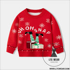 Christmas snowflake gift box baby cartoon base pullover sweater - red / 3y(90cm）