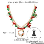 Christmas-themed necklace for women santa claus wreath rhinestone pendant christmas bell and tree sweater chain